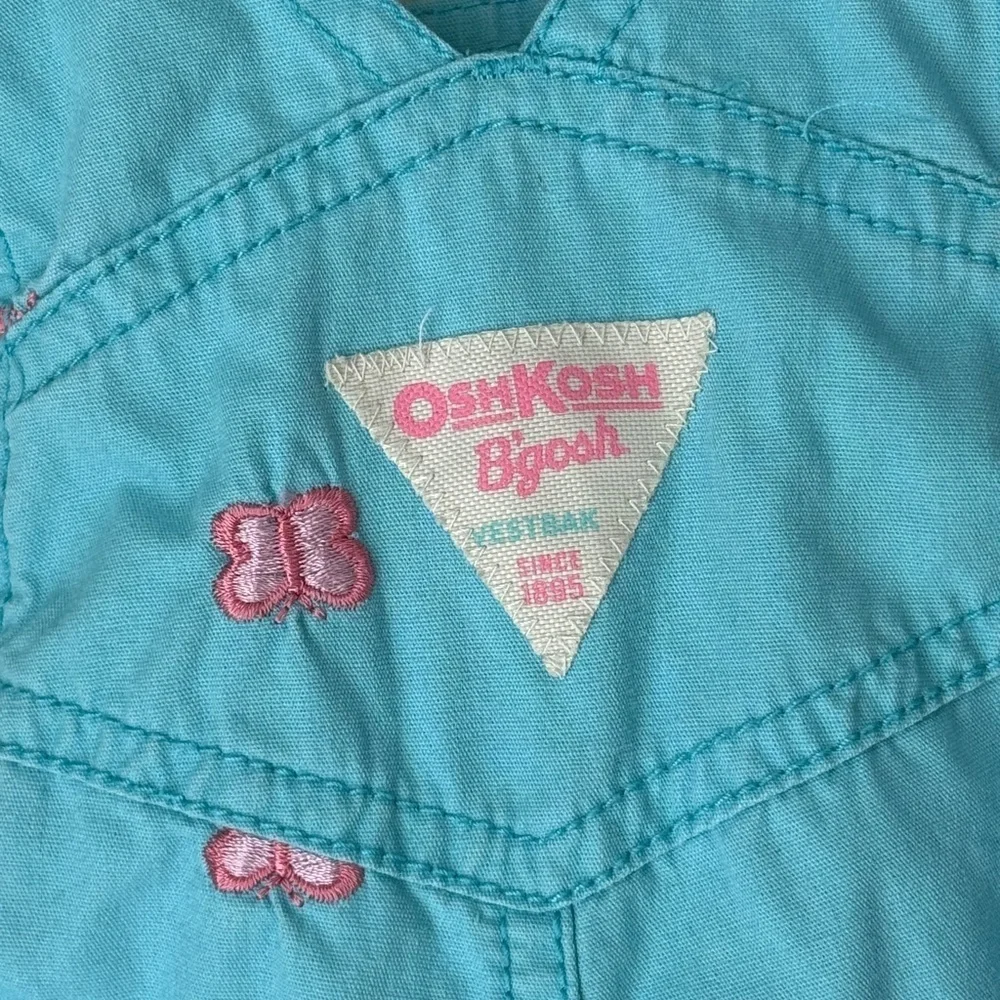 Vintage Oshkosh B’Gosh embroidered overalls baby girl butterflies bubble romper